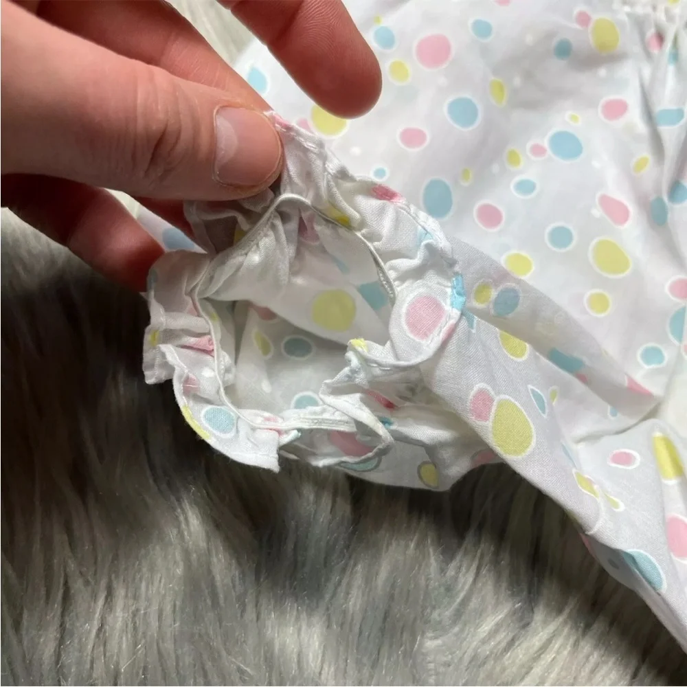 Vintage Baby Girls White Pink Blue Yellow Polka Dot Bloomers
